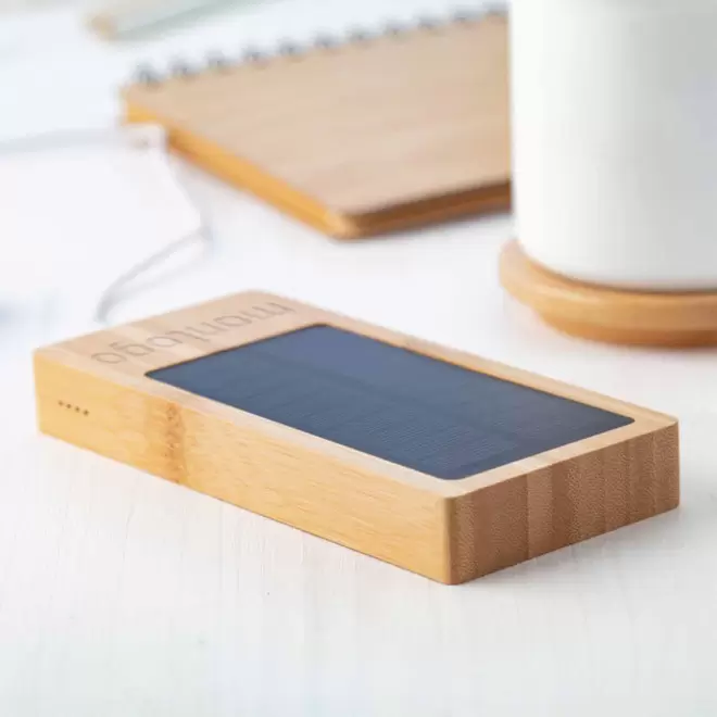 BATTERIE PUBLICITAIRE EN BAMBOU À INDUCTION 8000 MAH 'FUDO'