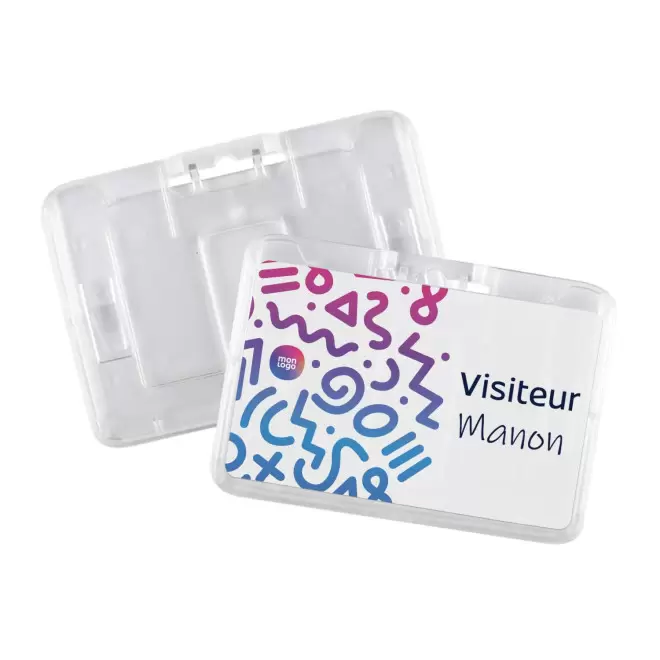 PORTE BADGE PERSONNALISABLE RIGIDE HORIZONTAL 'KATY'