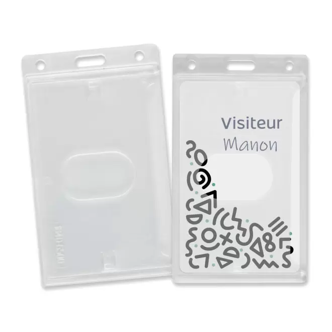 PORTE BADGE PERSONNALISABLE VERTICAL RIGIDE ENCOCHE 'PERY'