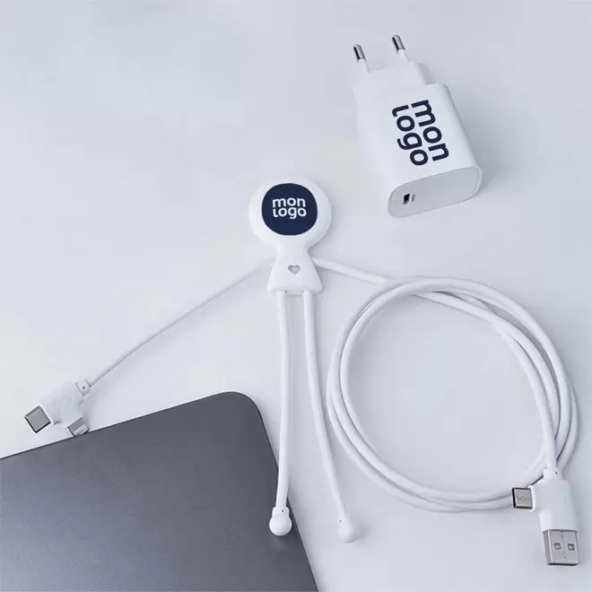 PACK DE CÂBLE ET PRISE PUBLICITAIRE XOOPAR® 'MR BIO FASTCHARGE PRISE 30W' 72H 