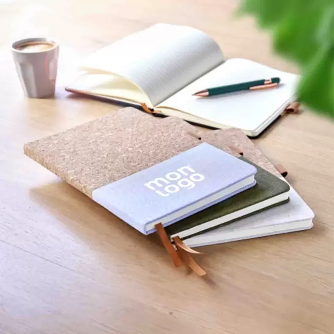 CARNET A5 PERSONNALISABLE LIEGE COTON 'NATURON COLOR'