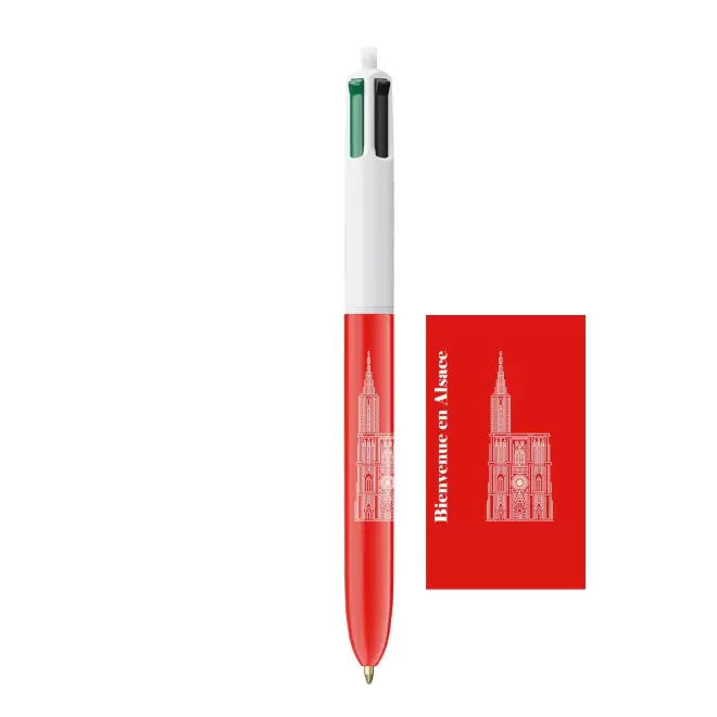 BOITE PERSONNALISABLE 1 STYLO BIC 4 COULEURS 'ALSACE'