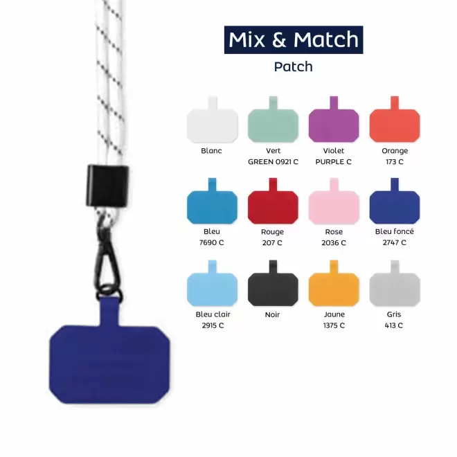 TOUR DE COU TELEPHONE CORDON PERSONNALISABLE 'MOBILA RPET MIX&MATCH'