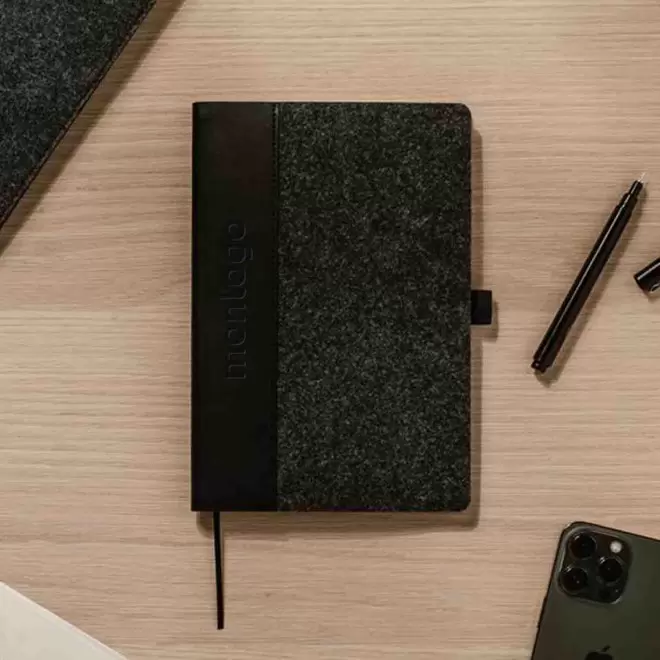 CARNET A5 FEUTRINE RPET PERSONNALISABLE 'BONNA A5'