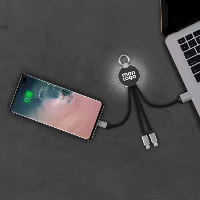 CABLE PERSONNALISABLE ECO 3EN1 LUMINEUX 'ANAT RING'
