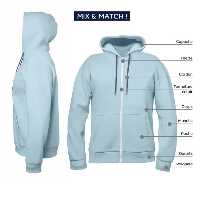 SWEAT SHIRT SUR MESURE ZIPPE MIXTE 'STONE CUSTOM'