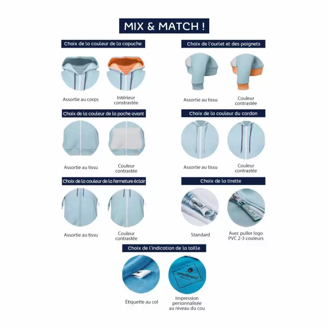 SWEAT SHIRT SUR MESURE ZIPPE MIXTE 'STONE CUSTOM'