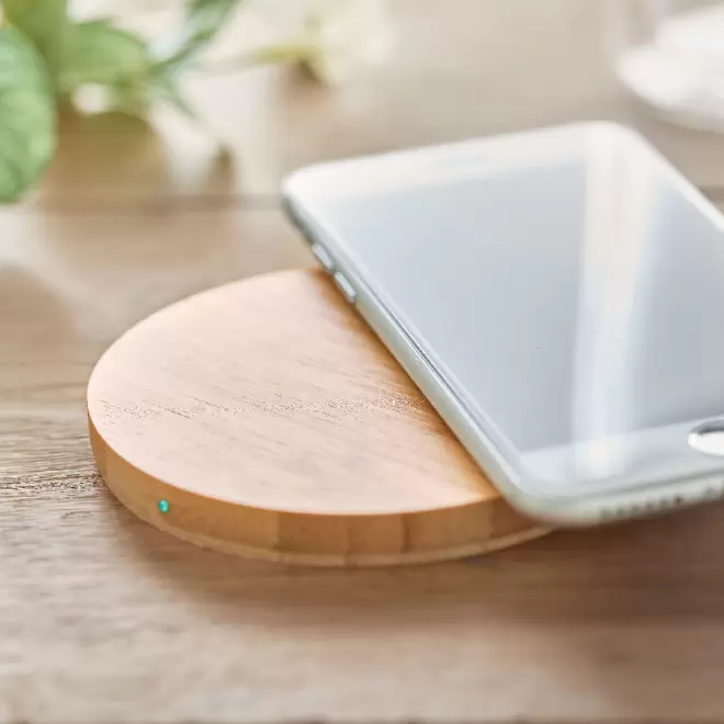 CHARGEUR À INDUCTION PUBLICITAIRE BAMBOU 5W 'RUNDO'