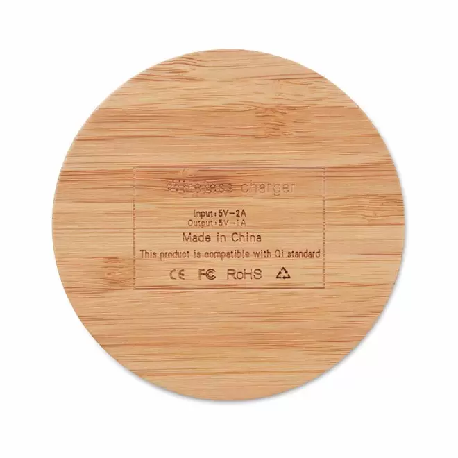 CHARGEUR À INDUCTION PUBLICITAIRE BAMBOU 5W 'RUNDO'