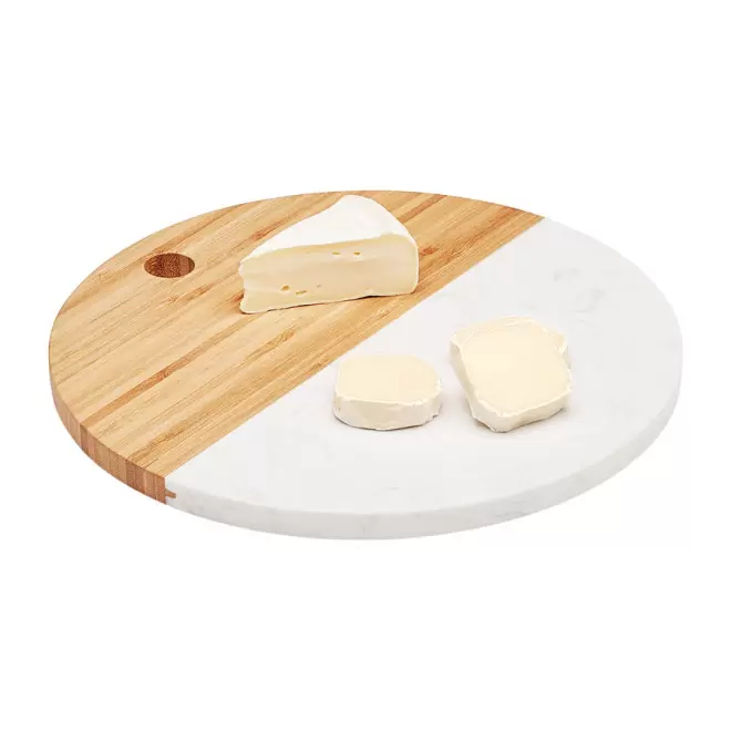 PLANCHE DE SERVICE PERSONNALISÉE MARBRE ET BAMBOU 'BRANCO'