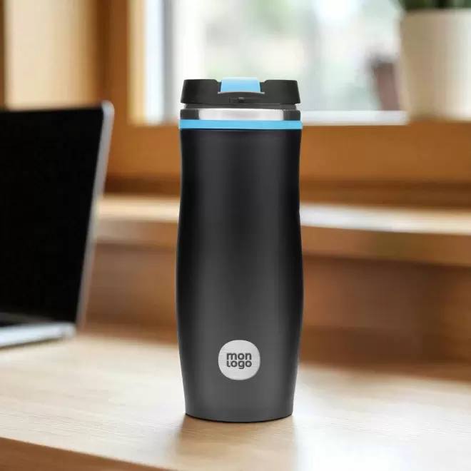 MUG ISOTHERME 400ML PERSONNALISABLE 'CREMA NOIR'