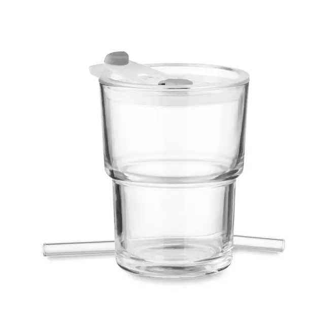 MUG PERSONNALISABLE EN VERRE AVEC PAILLE 400ML 'COFCIA'