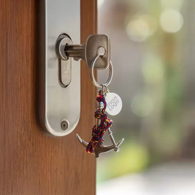 PORTE CLE EN METAL PERSONNALISE 'METALO ANCRE CORDE'