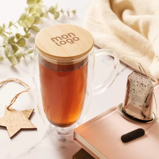 MUG EN VERRE PERSONNALISE DOUBLE PAROI 450 ML 'AFTA MAX'