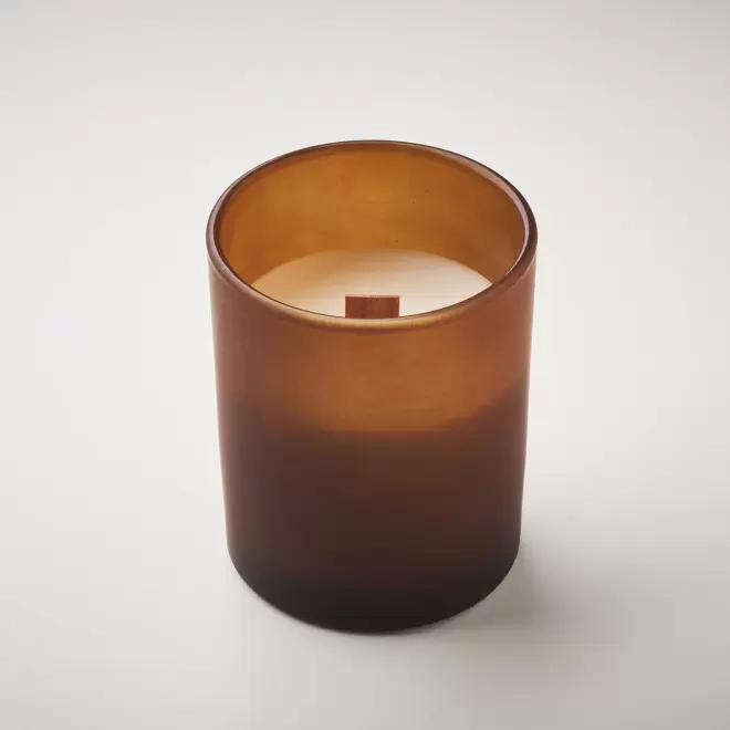 BOUGIE PERSONNALISABLE PARFUMEE MECHE BOIS 'BANILBO S'