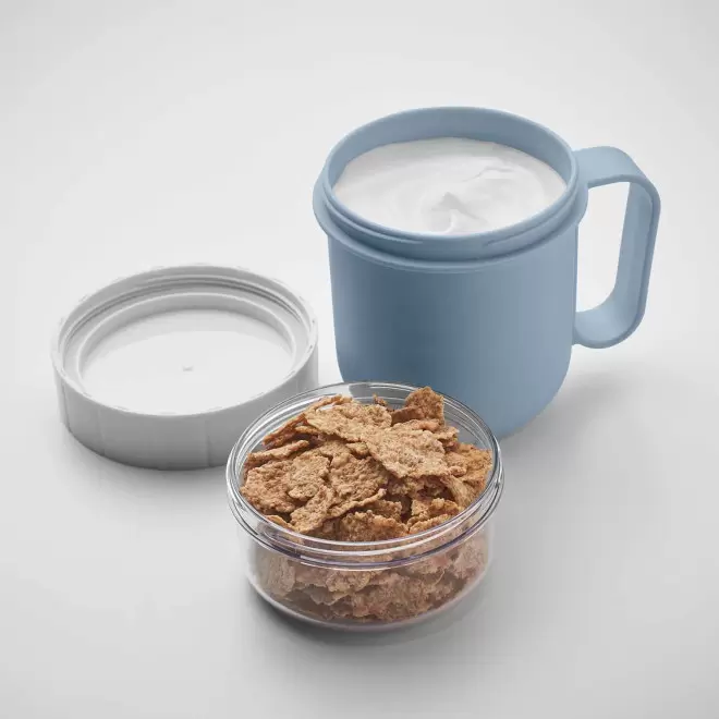 MUG PERSONNALISABLE EN PP AVEC COMPARTIMENT 450ML 'MOUSLI'