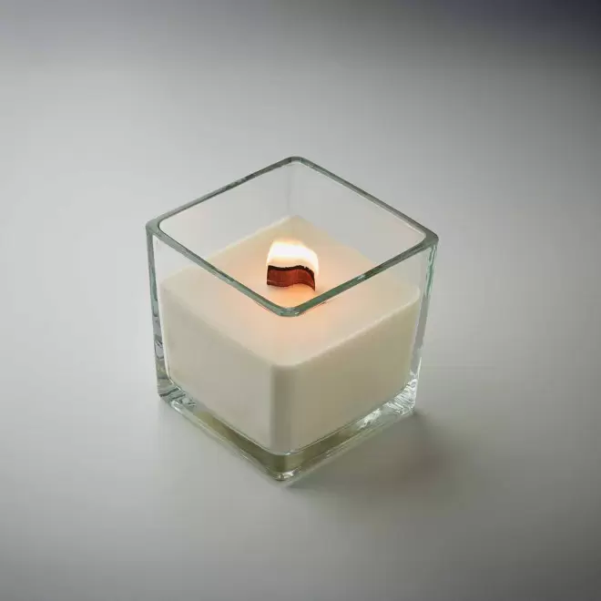 BOUGIE PARFUMEE MECHE BOIS PERSONNALISABLE 'BANILBO M'