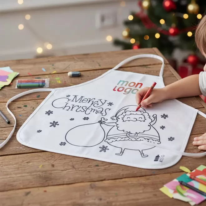 TABLIER NOEL A COLORIER PERSONNALISABLE 'COLKIDS'
