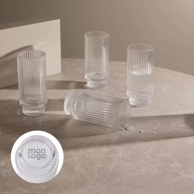 SET 4 VERRES NERVURES 36CL PERSONNALISABLE 'VIVIANE'