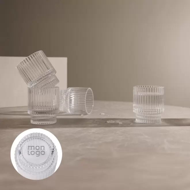 SET 4 VERRES NERVURES 25CL PERSONNALISABLE 'VIVIANE'