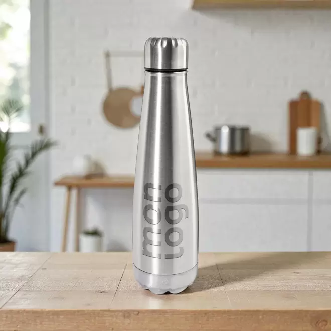 BOUTEILLE PUBLICITAIRE EN ACIER RECYCLE 600ML 'POIRY'