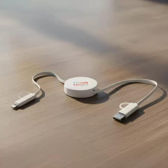 CABLE DE CHARGE PERSONNALISABLE 'ONTARIA ENROULEUR ABS'