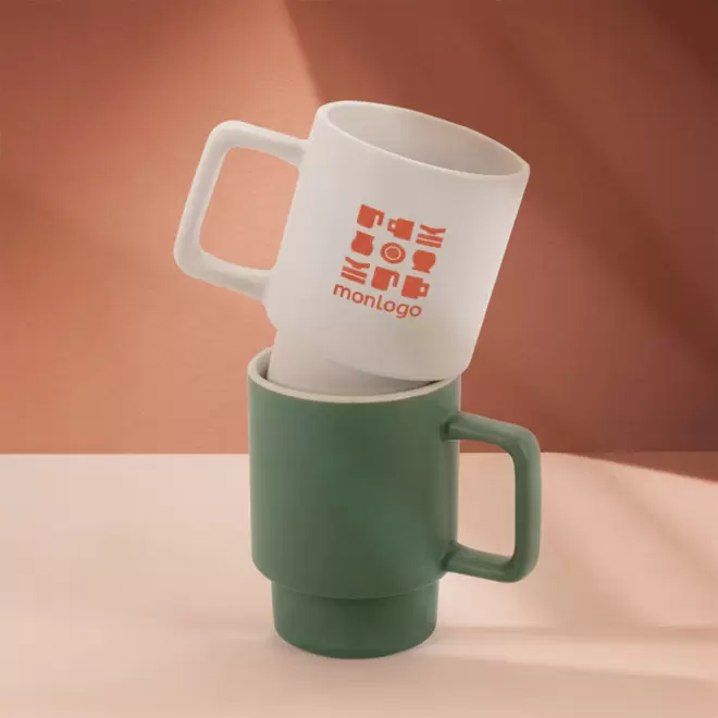 MUG PUBLICITAIRE CERAMIQUE EMPILABLE 330ML 'PAPULA'
