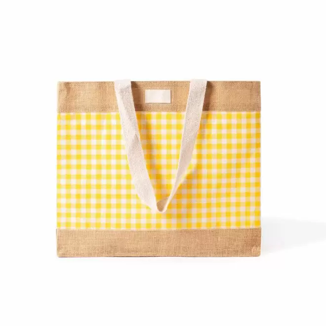 CABAS EN COTON ET JUTE RAYEE PERSONNALISE 'RAYOZA'