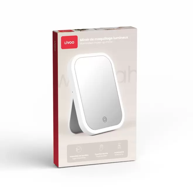 MIROIR LUMINEUX LED RECHARGEABLE PERSONNALISE 'LIAGE'