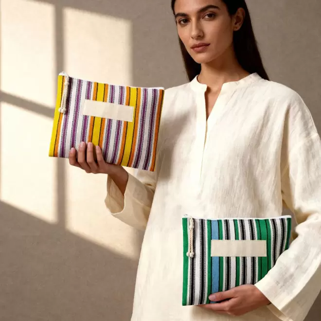 TROUSSE DE TOILETTE RAYURES PERSONNALISEE 'OPHELIA'