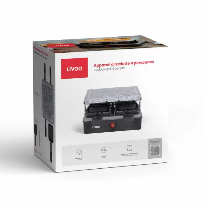 APPAREIL A RACLETTE 4 PERSONNES PERSONNALISABLE 'MUNSTER' LIVOO®