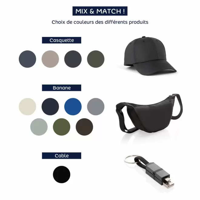 PACK PERSONNALISE CASQUETTE CABLE ET BANANE 'HIPSY'