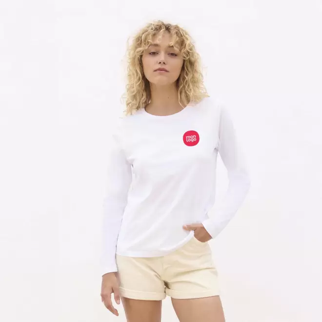 T SHIRT PERSONNALISABLE FEMME ML BLANC 'MONARCH' 150G/M2