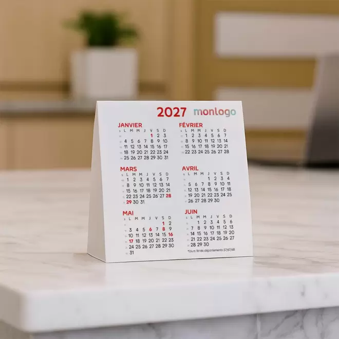 CALENDRIER CHEVALET PAPIER RIGIDE 10X10CM PERSONNALISÉ 'WISSANT'