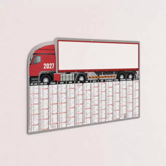 CALENDRIER MURAL ILLUSTRÉ ÉCOMATIÈRE 64X39CM PUBLICITAIRE 'CAMION'