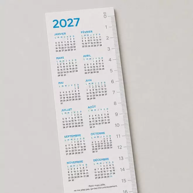 CALENDRIER MARQUE PAGES COUCHÉ BRILLANT 5X21CM PERSONNALISÉ 'CLARIN'