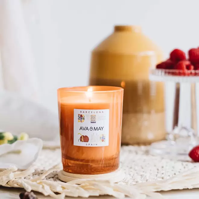 BOUGIE PARFUMEE VERRE ET BAMBOU PERSONNALISABLE 'AVA MAY'