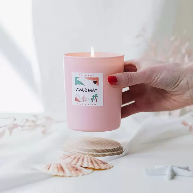 BOUGIE PARFUMEE VERRE ET BAMBOU PERSONNALISABLE 'AVA MAY'