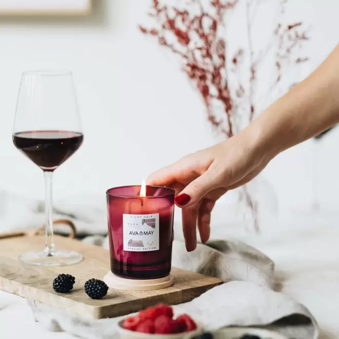 BOUGIE PARFUMEE VERRE ET BAMBOU PERSONNALISABLE 'AVA MAY'