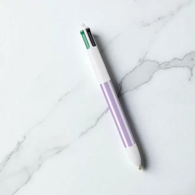 STYLO BIC® PERSONNALISE '4 COULEURS RAYURES'