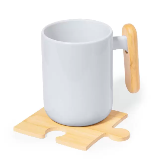 SET 4 SOUS BOCK PERSONNALISABLE PUZZLE BAMBOU 'NATIVO'