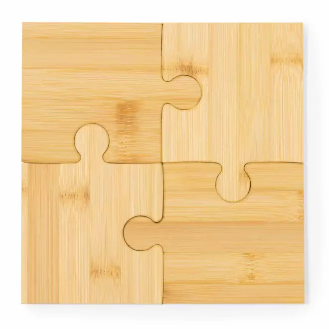 SET 4 SOUS BOCK PERSONNALISABLE PUZZLE BAMBOU 'NATIVO'