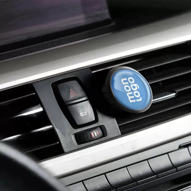 DESODORISANT VOITURE ROND PERSONNALISABLE 'LOHNA'