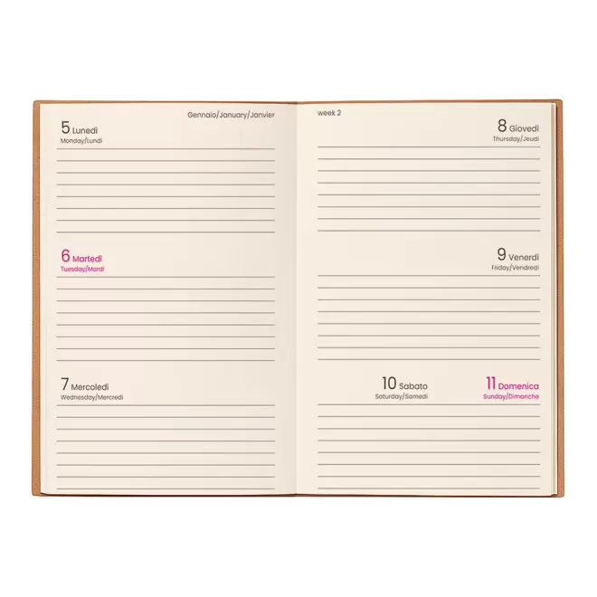 AGENDA SEMAINIER SOUPLE PERSONNALISABLE 'FEBRERI'