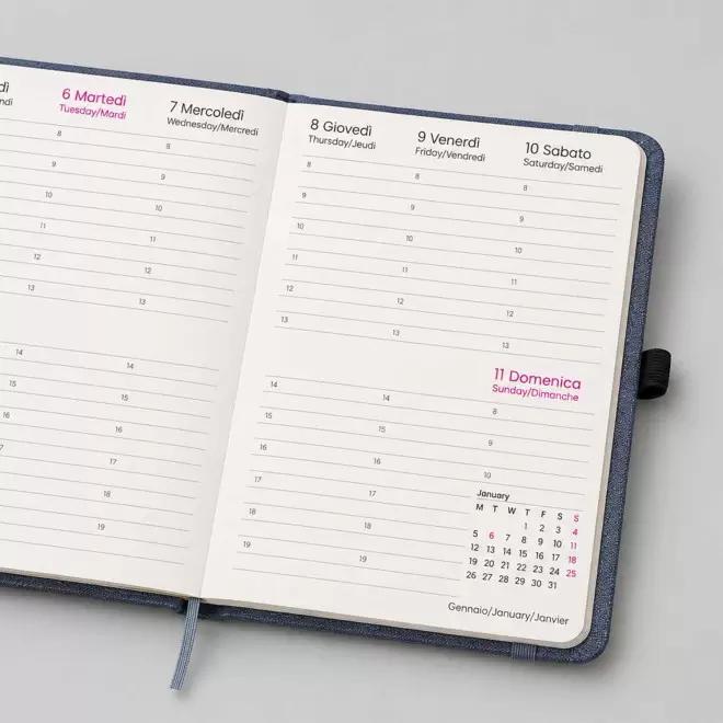 AGENDA HEBDOMADAIRE A5 RIGIDE RPET RECYCLÉ PERSONNALISABLE 'AGOSTO'