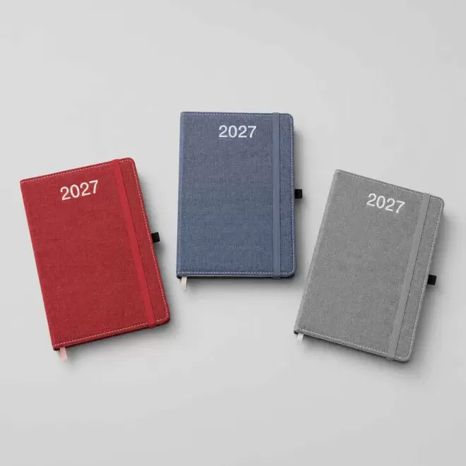 AGENDA HEBDOMADAIRE A5 RIGIDE RPET RECYCLÉ PERSONNALISABLE 'AGOSTO'