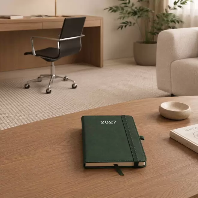 AGENDA SEMAINIER A6 RIGIDE PU PERSONNALISABLE 'LUGGI'