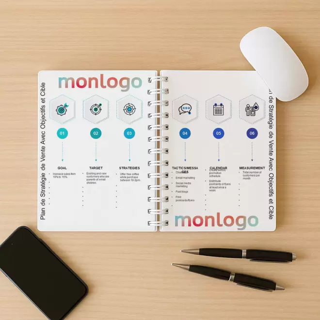 AGENDA PERSONNALISABLE QUINZAINIER A SPIRALES 'CANVA'