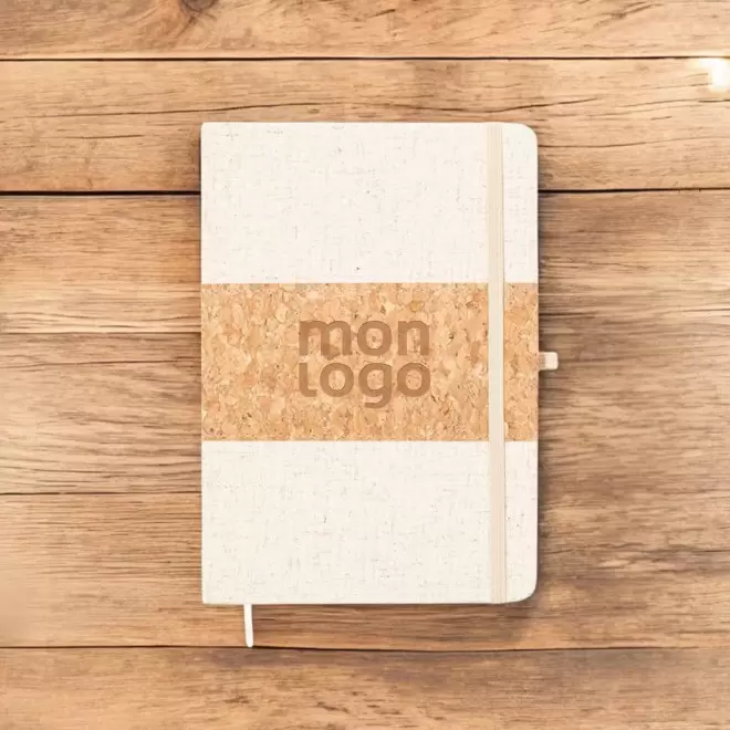 CARNET EN LIEGE ET LIN PERSONNALISE 'CLEO'