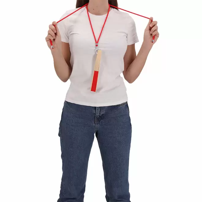 EVENTAIL PERSONNALISABLE EN BAMBOU ET LANYARD 'FANNY LINK'